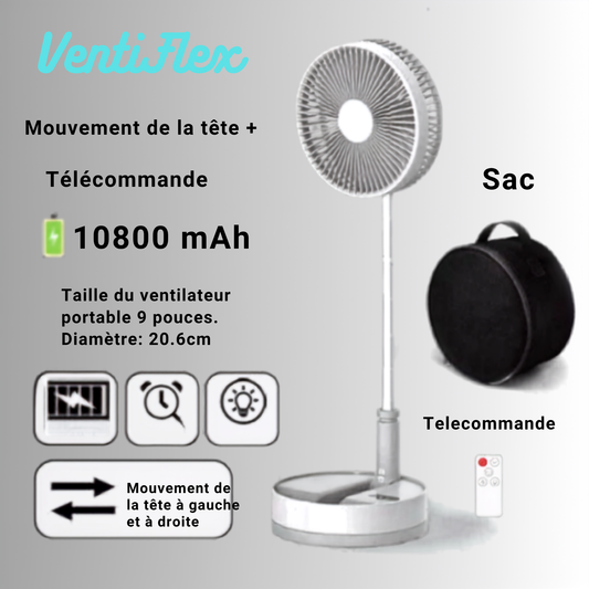 Ventilateur Portable Rechargeable + Sac | 33h | Ultra Silencieux |
